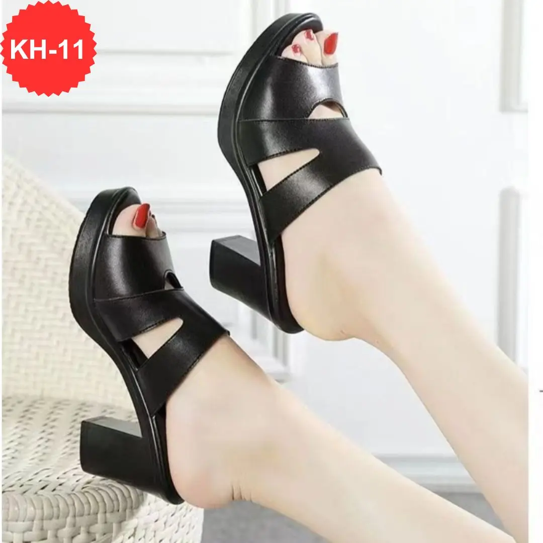 (Mã KH-11) Dép nữ cao gót 5p,7p phân da thật, chống nước, bền đẹp HOT TREND thời trang Hè sang chảnh giày cao gót cho Mẹ