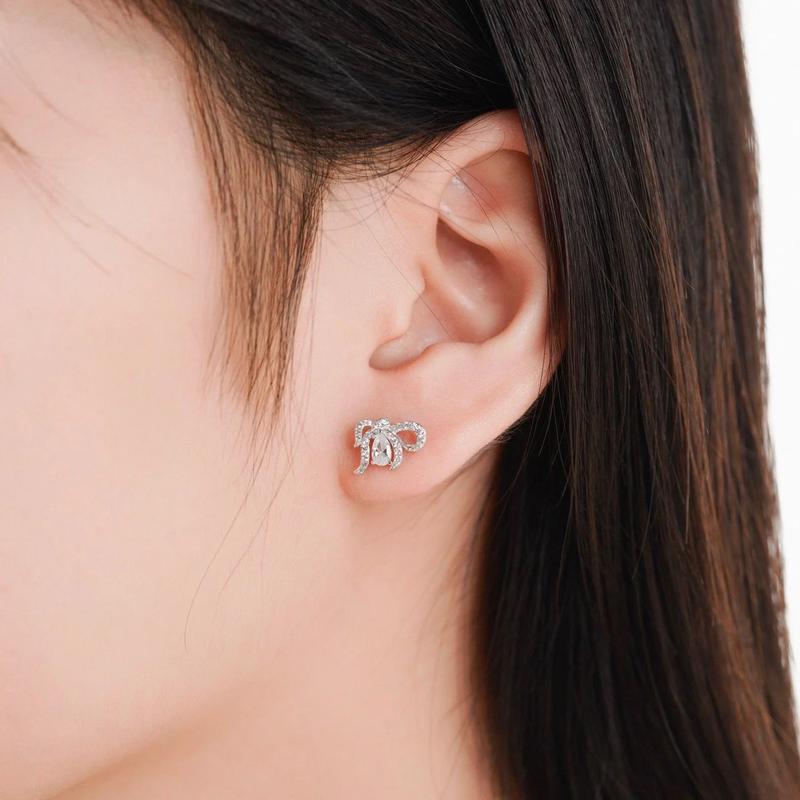 Product Introduction of QMJ STORE - Bông tai nữ bạc Nơ Tiểu Thư thời trang phụ kiện trang sức bạc 925 cao cấp 2