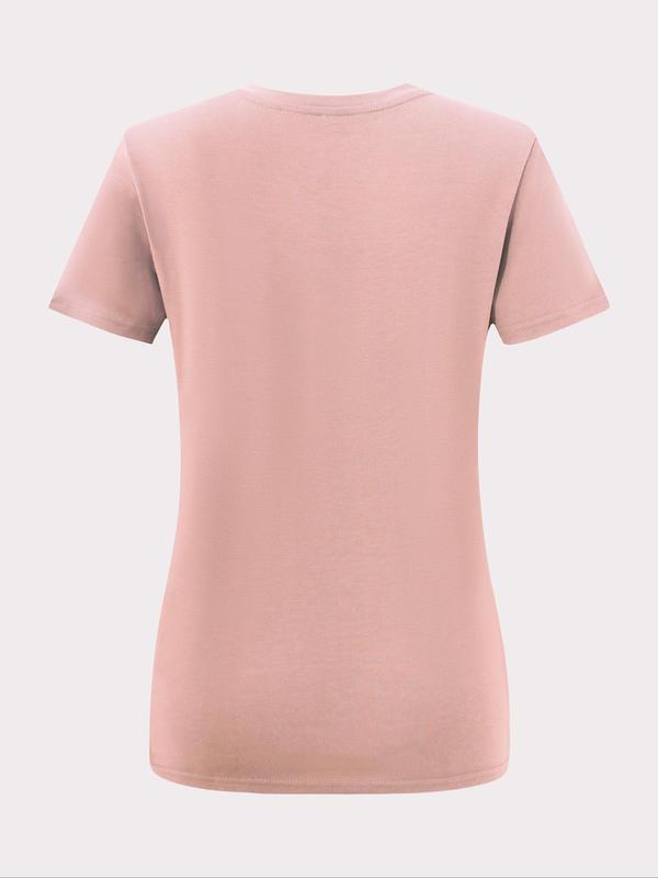Women's Heart Print Round Neck Basic Tee, Casual Short Sleeve Crew Neck T-shirt for Summer, Fashion Women's Top for Daily Wear 7