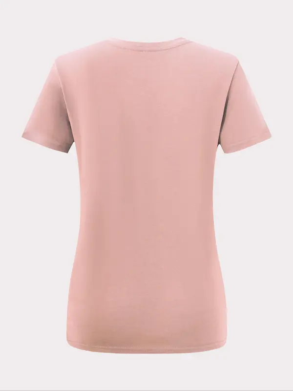 Women's Heart Print Round Neck Basic Tee, Casual Short Sleeve Crew Neck T-shirt for Summer, Fashion Women's Top for Daily Wear 7