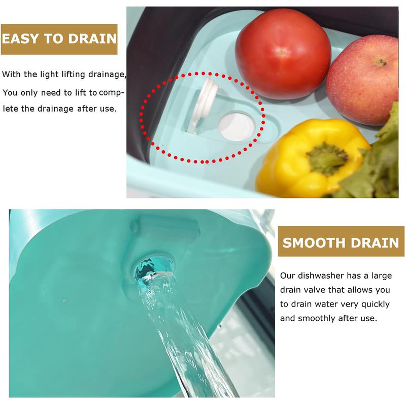 Portable Kitchen Storage Tray Foldable Dishwashing Basin with Drain Plug, Space Saving Outdoor Multipurpose Folding Sink 4