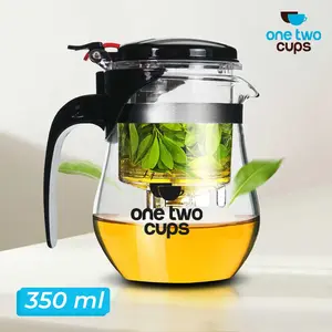 One Two Cups Teko Teh Kaca Saringan Tahan Panas Infuser Teapot - K1