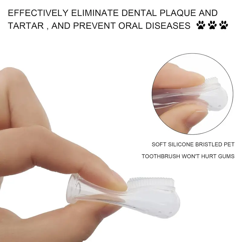 Dog Finger Toothbrush Set, 20pcs/set Finger Toothbrush with Silicone Bristles & 16 Round Particles, Pet Oral Care Tool for All Pets 4