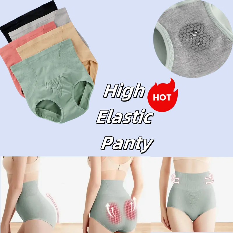 Quần Lót Nữ, Độ Đàn Hồi Cao, Co Giãn Cao, Thoáng Khí, Đáy Quần Cotton, Thoải Mái, Cạp Cao, Quần Lót Không Đường May, Hỗ Trợ Xuống, Thích Hợp Cho Phụ Nữ Women Voi Lịch Voan Xám 0