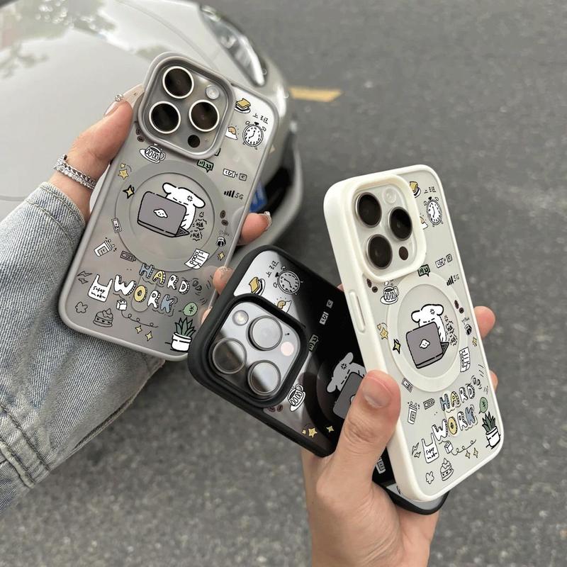 Làm việc Puppy cho iPhone17 16 15 Magnetic Sucking trường hợp điện thoại 14 13 11 17pro 17promax 16 đơn giản 16plus cá tính 16pro