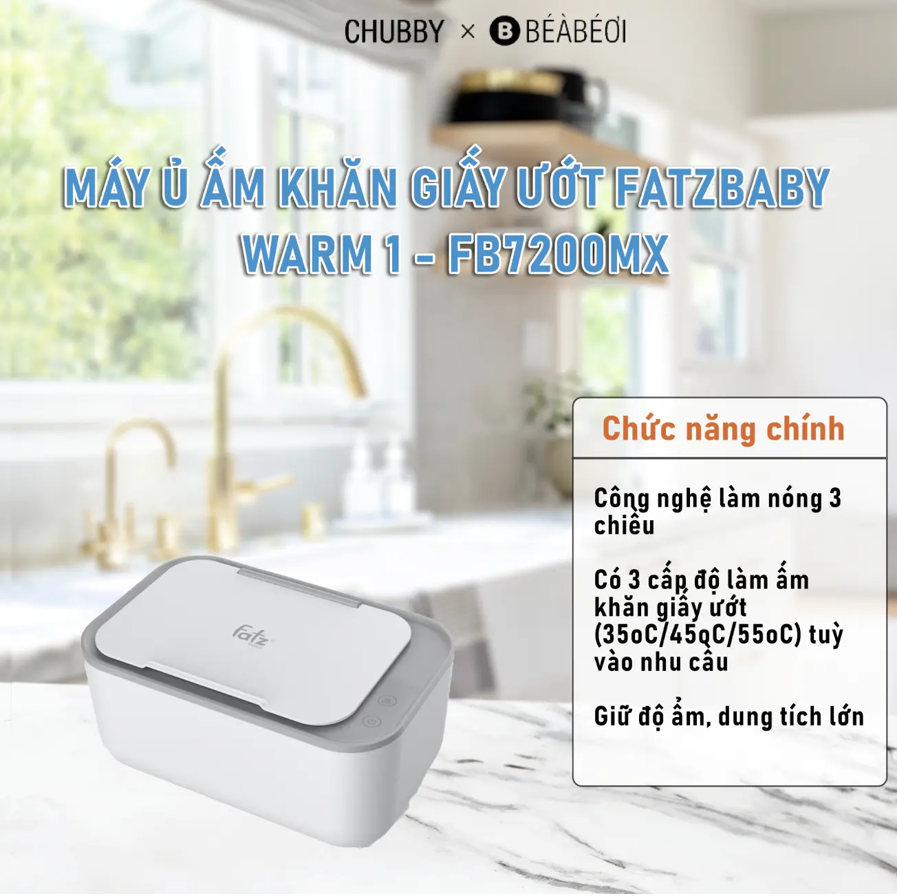 MÁY Ủ ẤM KHĂN GIẤY ƯỚT FATZBABY - WARM 1 - FB7200MX