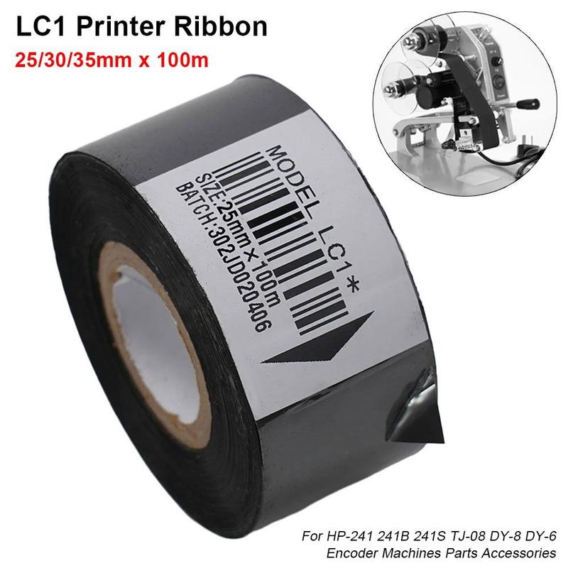 1Roll Durable Black LC1 Printer Ribbon 25/30/35mm 100m Printer Tape ...