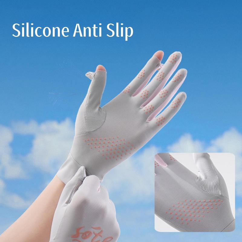 Women's Letter Print Sun Protection Gloves, Breathable Non-slip Gloves for Cycling, Sports Gloves for Women & Girls 4