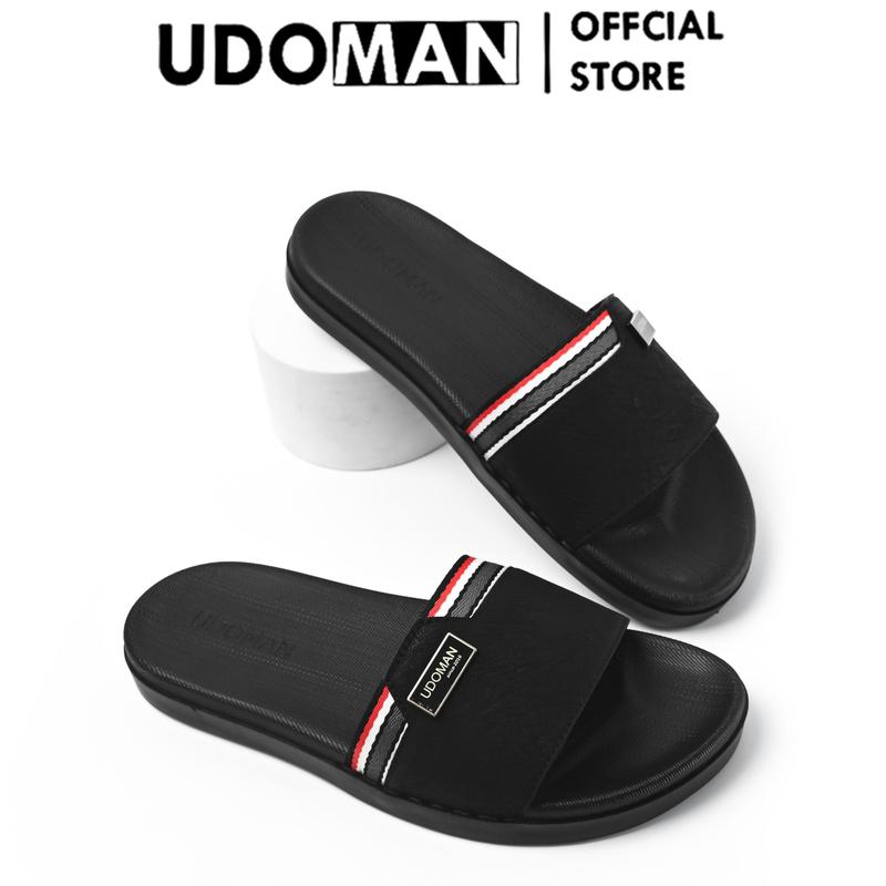 [ Bản Khâu Quai ] UDOMAN  - Dép  nam quai ngang kẻ đỏ, da  sit  cao  cấp  mềm  mại  , đế  cao  su  chắc  chắn  Mã UDD.01