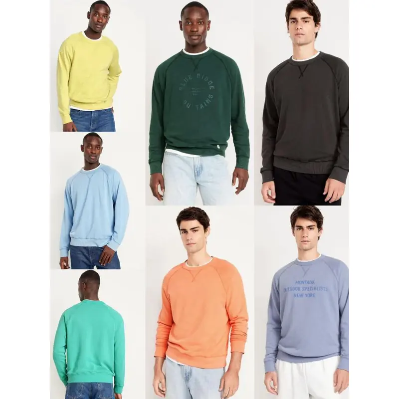 Sweater Crewneck Pria Bahan Baby Terry | Garment-Dyed Crew-Neck Sweatshirt - 9340