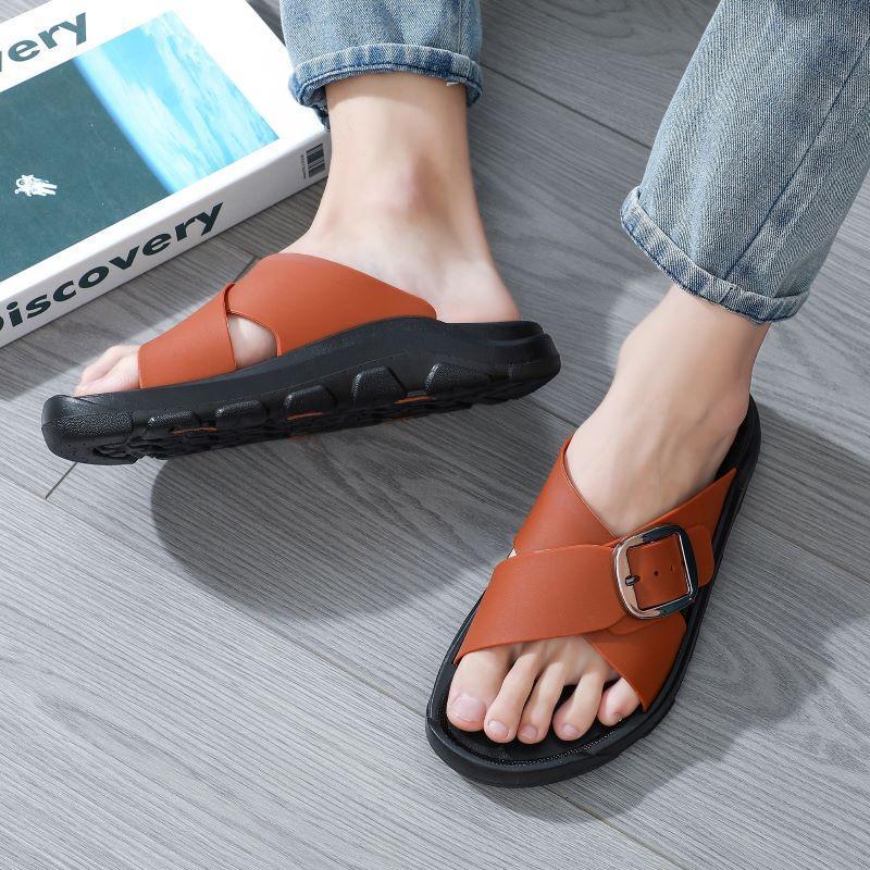 Product Introduction of Unisex outdoor slippers comfort cross straps slippers for men（size:40-44) Shoes Boy Footwear Walking Shoes Flipflop Slide 25