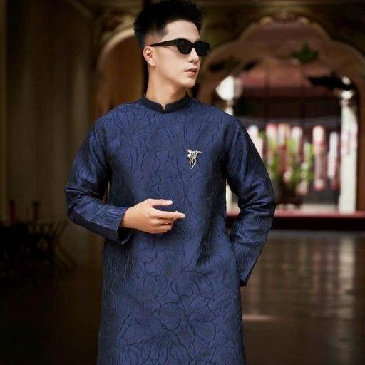 ÁI AZ  Áo Dài Nam Cách Tân Gấm Vân Dáng Ngắn Khóa Sau N002 6