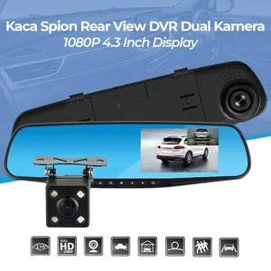 EA880-S Kaca Spion Rear View DVR Dual Kamera Dashcam 1080P 4.3 Inch Display dengan Layar LCD 4.3 Inci & Kamera Belakang Waterproof