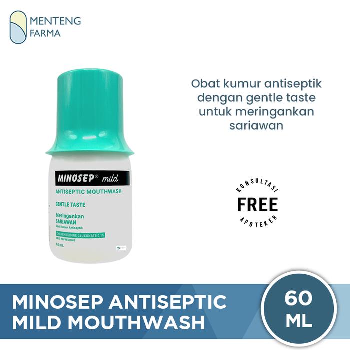 Gambar Minosep Mild Antiseptic Mouthwash 60 mL - Antiseptik Kumur untuk Gusi Bengkak, Sariawan, dan Plak dari Menteng Farma Kota Administrasi Jakarta Pusat Tokopedia