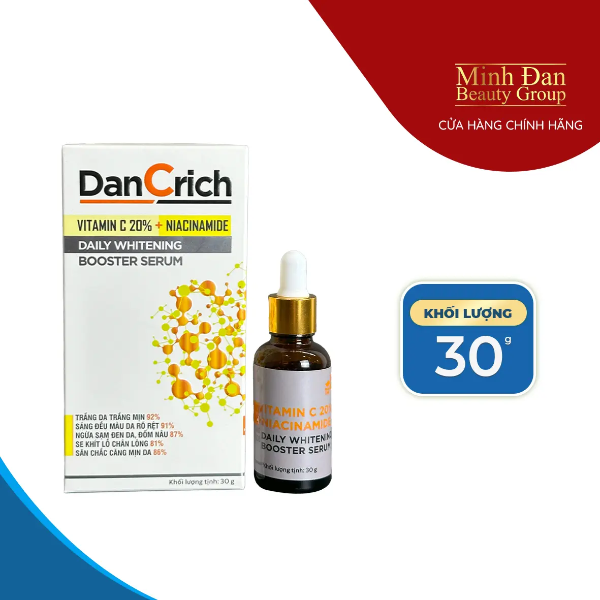 Tinh chất serum VitaminC dưỡng trắng, ngừa nám da DanCrich 30g Skincare Nữ