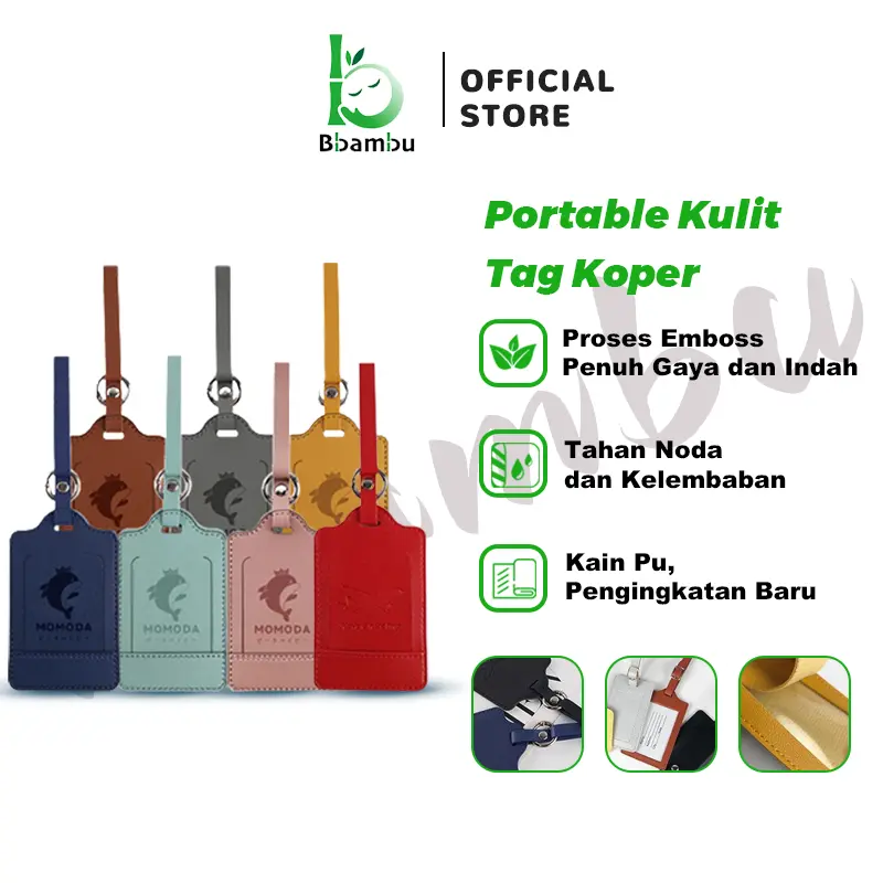 Bbambu Tag Label Koper Bagasi Gantungan Label Nama Tas Luggage Tag / Portable PU Kulit Bagasi Tag Koper Pengidentifikasi Label Bagasi Papan Tas Tag Nama ID Alamat pemegang Paspor Perjalanan Kartu 0