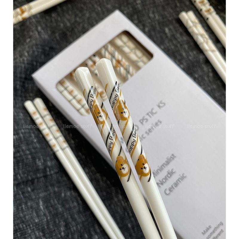 Hộp 5 đôi đũa gốm sứ cao cấp bền đẹp, đũa ăn cơm kháng khuẩn chống mốc không sơn mài 6