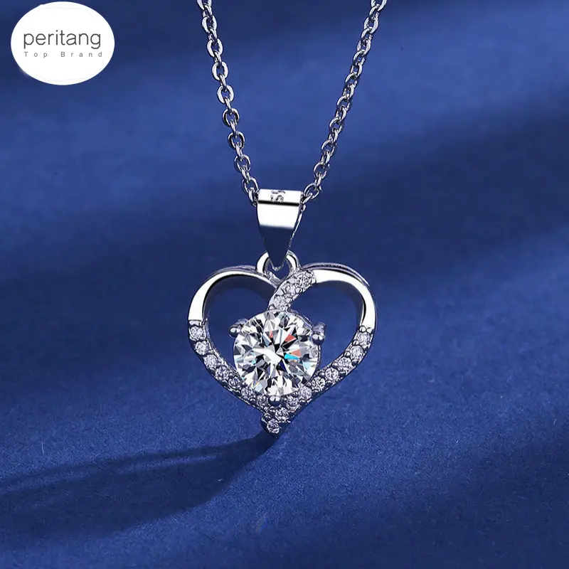 Love Design Silver Necklace Female Imitation D Color Moissanite Female Pendant Wholesale