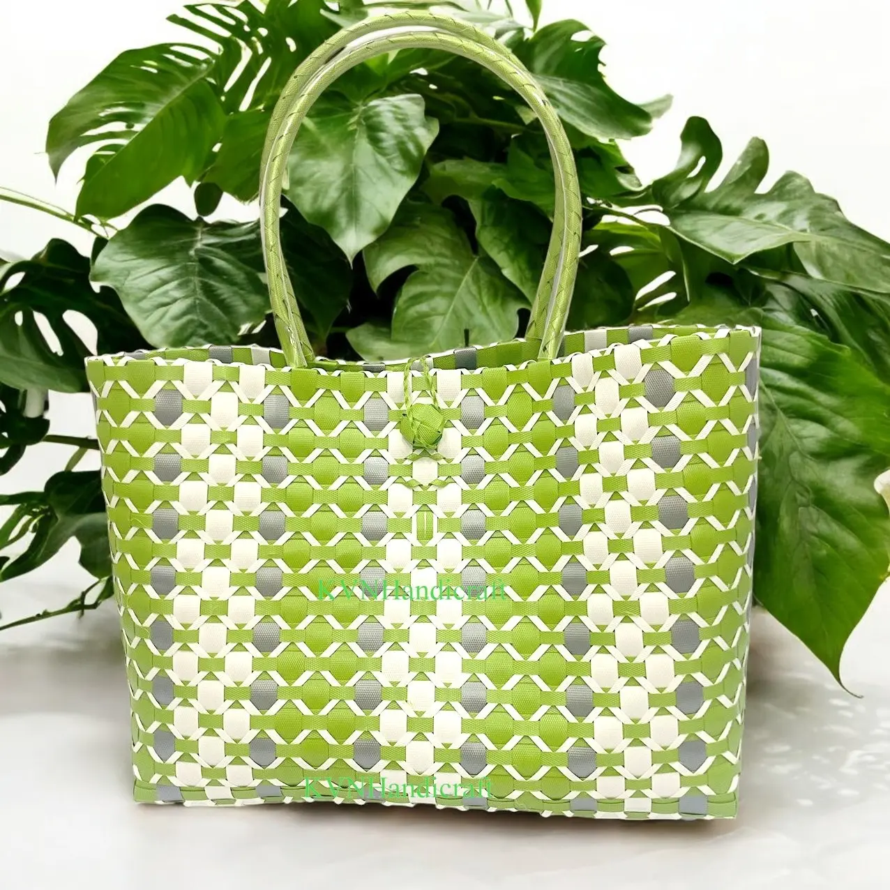 Giỏ Đan Nhựa,Giỏ LĐN Đan Tay, Túi Xách Đan Thủ Công Handmade, Làn Nhựa Đi Chợ,Túi Xách Đẹp Đi Biển,Sọt đựng đồ