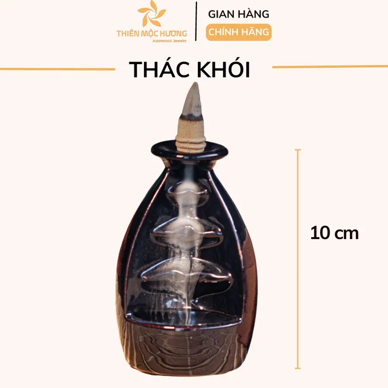 Thác khói xông nụ trầm hương Thiên Mộc Hương cao khoảng 10cm - Tiểu cảnh mini dùng xông nụ trầm khói ngược Dầu Thơm Phòng 5