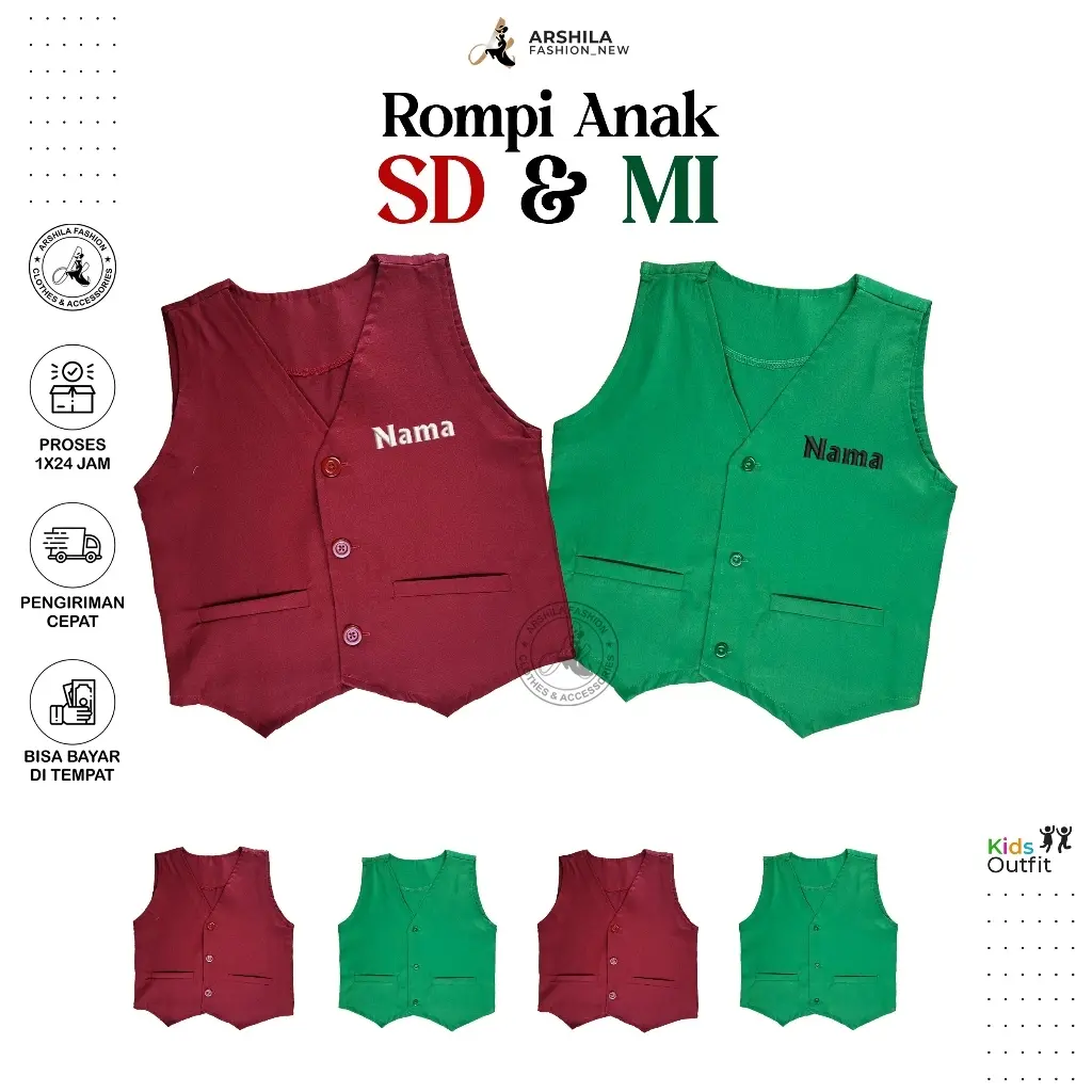Rompi Anak Sekolah SD DAN MI CUSTOM NAMA/JAS ANAK SEKOLAH
