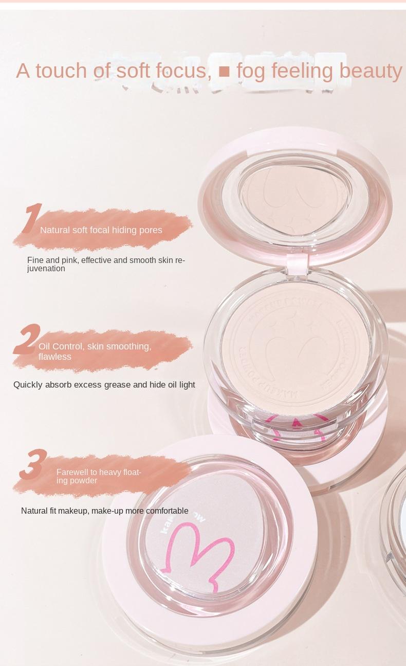 Product Introduction of Kakashow rabbit soft focus finishing powder four-color natural soft focus clear and flawless oil control finishing powder Makeup Cosmetic 2