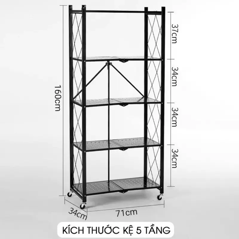 Kệ Sắt_Kệ Để Đồ Đa Năng Gấp Gọn Có Bánh Xe 3/4/5 Tầng Tiện Ích Kitchen sắt go 1