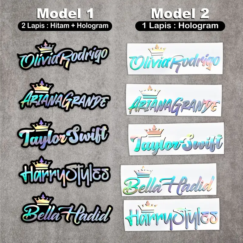 Stiker Mahkota Nama Hologram Bisa CUSTOM untuk Laptop/ HP/ Mobil 0