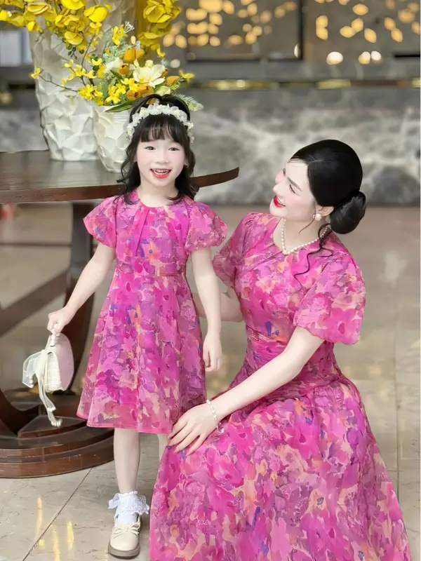 [MIỄN SHIP] MDU2393, MDU4588 Váy Thiết Kế Mẹ Và Bé -Chất Tơ Hàn Cùng Dáng Xòe Nhẹ Sang Trọng Women 1