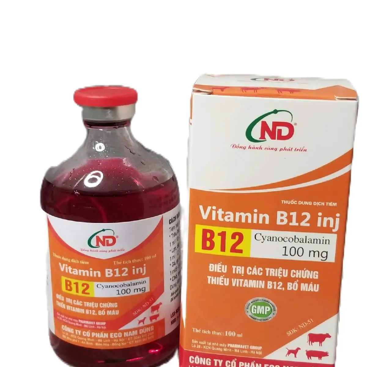 Vitamin B12 - Bổ máu, điều trị triệu chứng thiếu vitamin B12, tăng nước máu, dung dịch tiêm 100ml, dùng cho gà đá