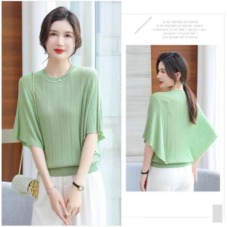 Product Introduction of Áo Phông Dáng Rộng Cho Nữ, Ngoại Cỡ, Áo Cánh Dơi, Làm Bằng Lụa Lạnh, ngắn Tay, Áo Thường Ngày Thích Hợp Cho Mùa Hè, Áo Cánh Mỏng, Quần Áo Nữ 21
