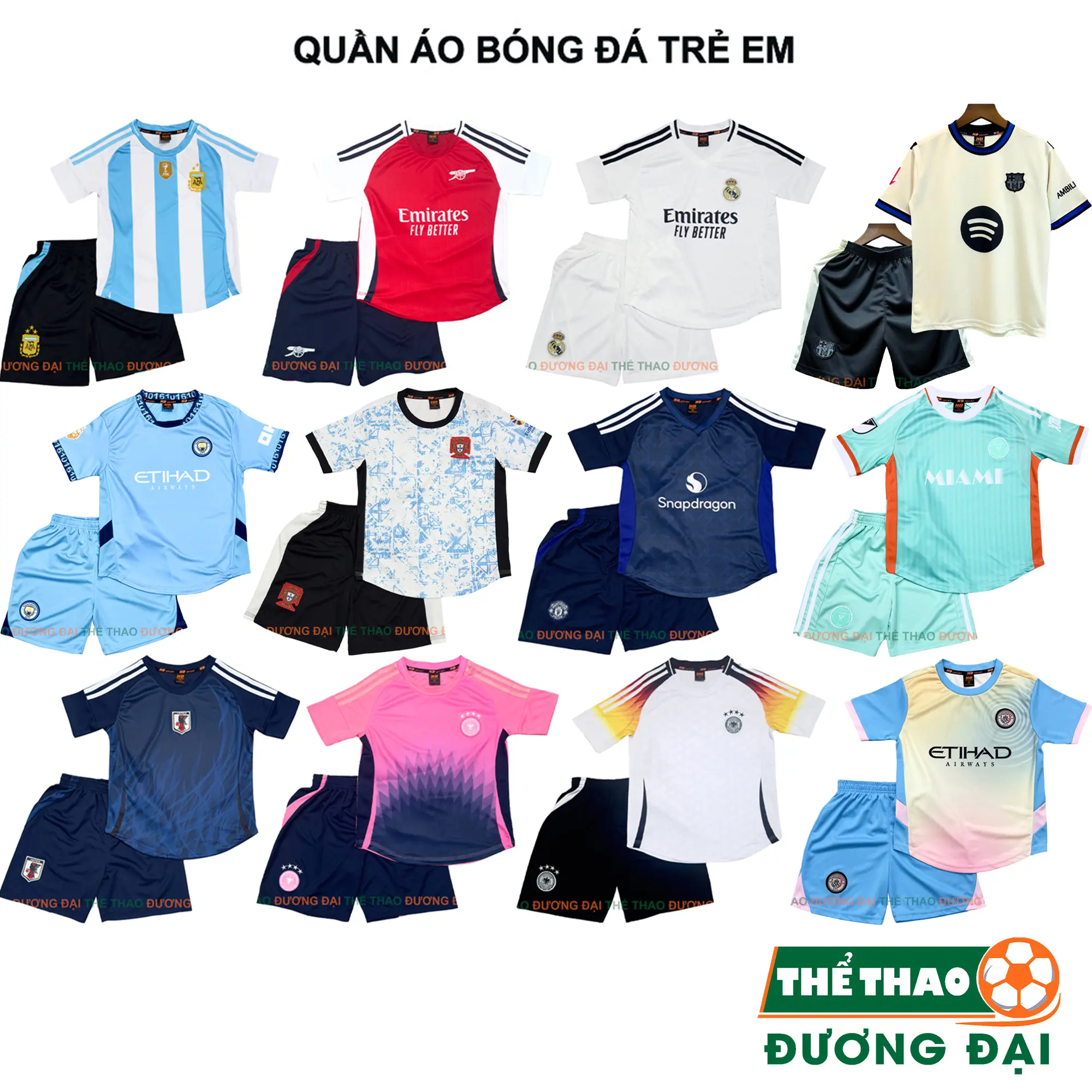 Quần Áo Bóng Đá Trẻ Em Siêu Cưng Thun MÈ Cao Cấp Thoáng Khí Đồ Đá Banh Cho Bé Thể Thao Đương Đại