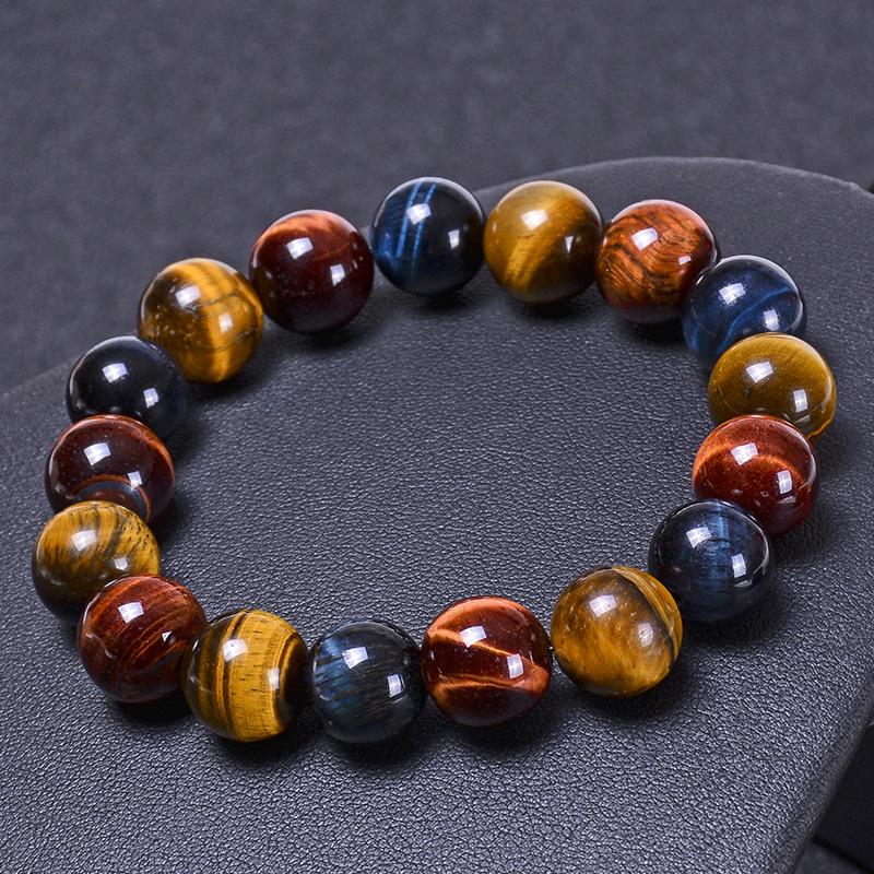 Product Introduction of Gelang untuk Lelaki, Gelang Mata Harimau Super Alamiah, Batu Mata Harimau Kuning dan Merah, Gelang Bulatan Tunggal, Gelang Tali Elastik, Wb0292 0