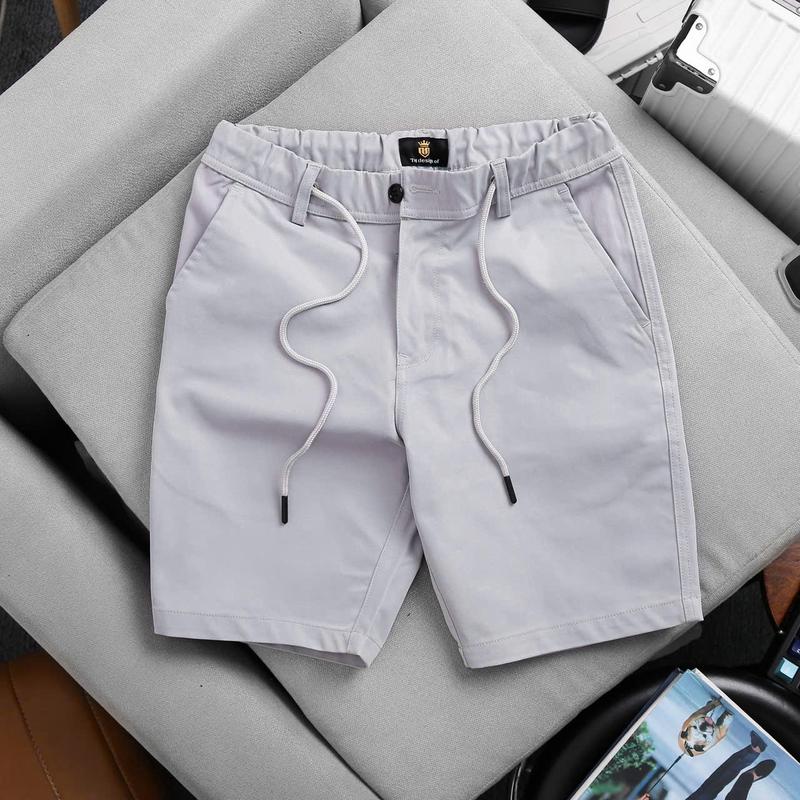 Quần Short kaki cao cấp THFASHION lưng thun dài co giãn [FREESHIP] Chất kaki mềm không nhăn màu đen xám nhạt xám đâm be size 28 tới 36