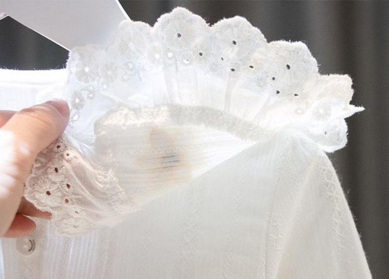Product Introduction of Áo Sơ Mi Cổ Búp Bê Ren Phong Cách Hàn Quốc Cho Bé Gái, Hàng Mới Về Mùa Xuân Và Mùa Thu 2024, Áo Cardigan Mặc Trong Màu Trắng Cho Em Bé, Áo Dài Tay 4
