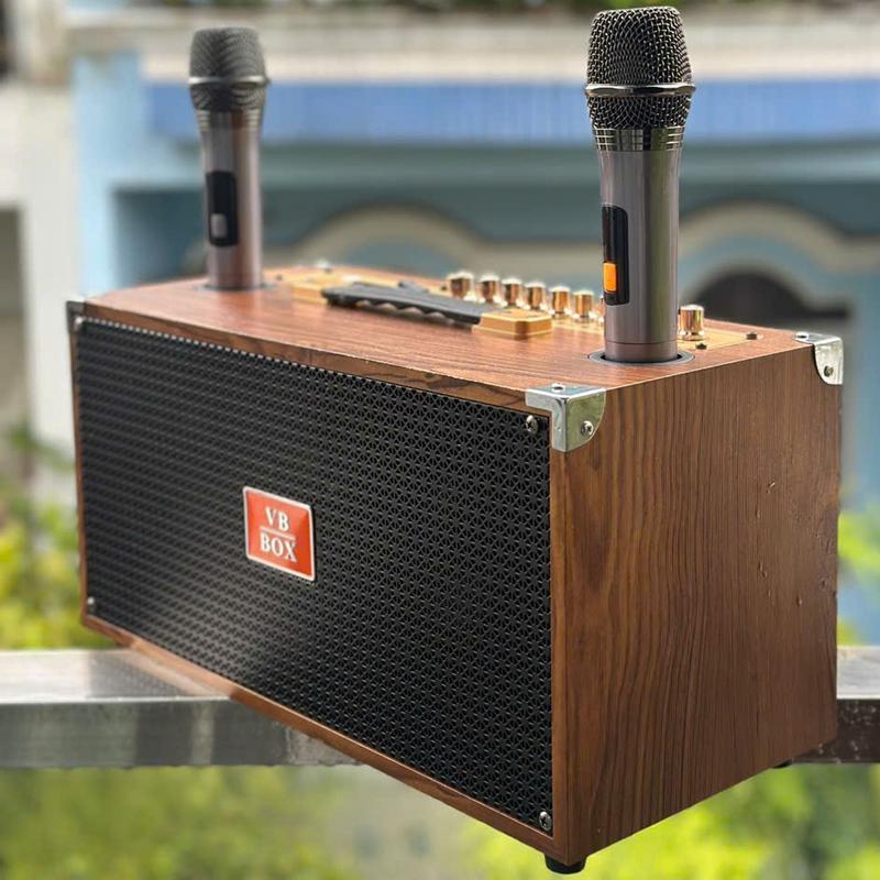 loa karaoke VB-BOX VB-999 2bass 14cm 1trung 1chep 10 nút chỉnh nhạc kèm 2 micro chống hú Củ Loa loa karaoke Hạng mục