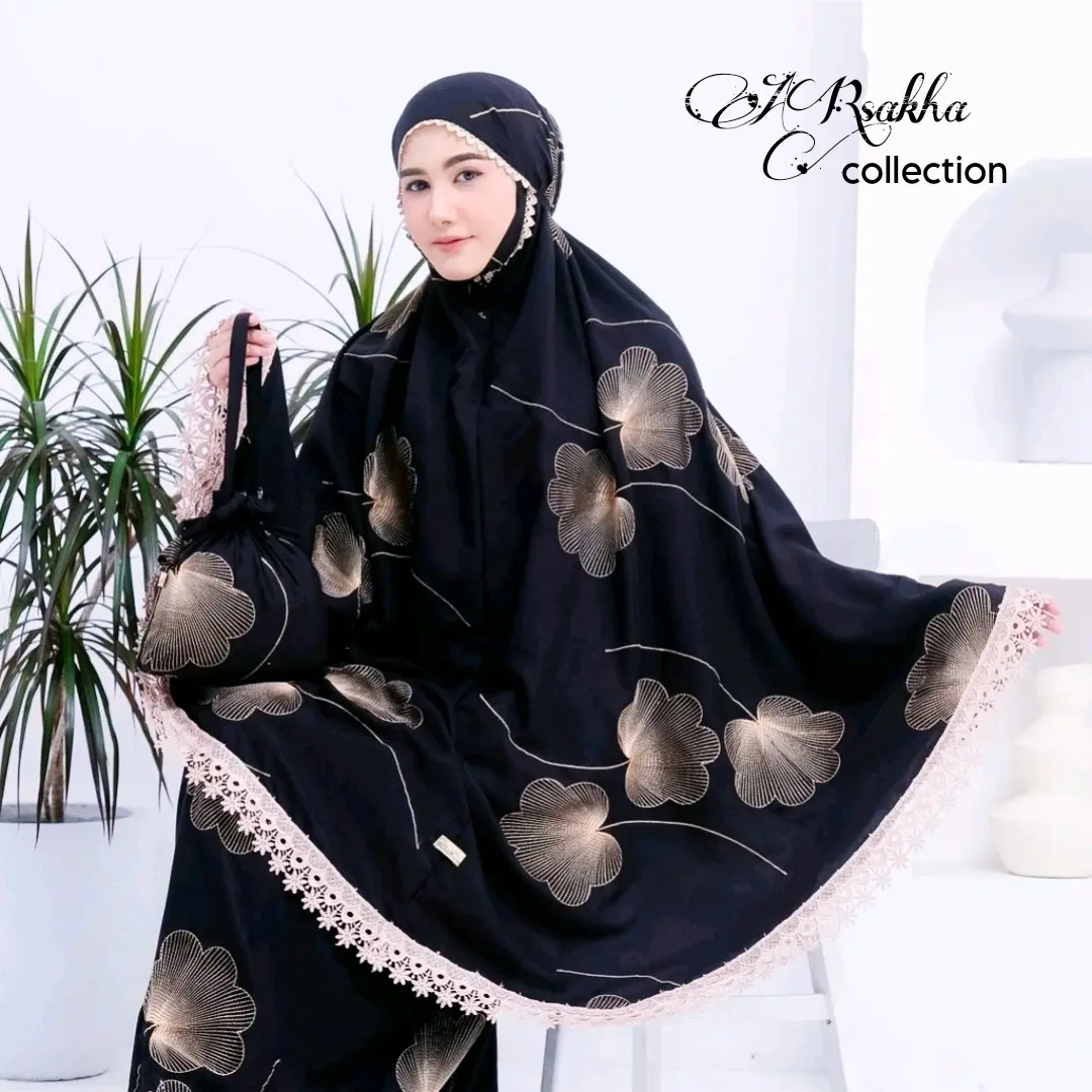 MUKENA BORDIR 2IN1 JUMBO PENUTUP DAGU KATUN PREMIUM Mewah Dewasa