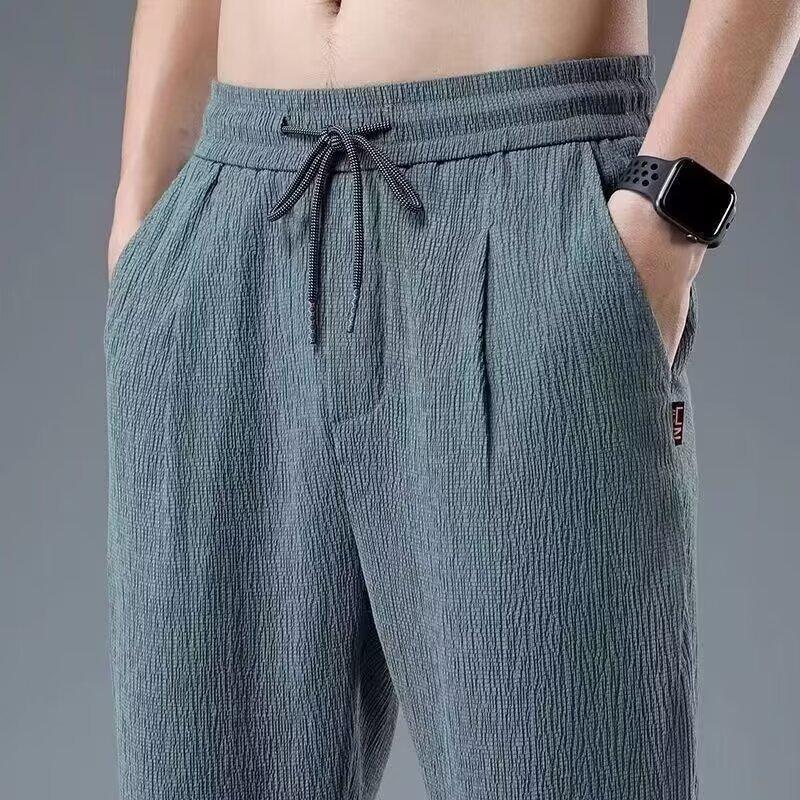 Product Introduction of Men's Pants Summer Ultra-Thin Cotton Linen Linen Loose Men's Ice Silk Leisure Trousers Straight Summer Wear Summer Pants Cropped Menswear Lingerie 3