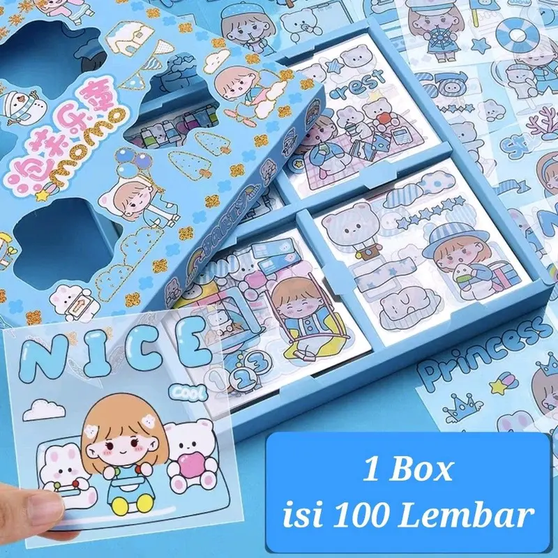 Sticker Momo Waterproof isi 100 lembar / Stiker mainan anak viral kartun korea 2