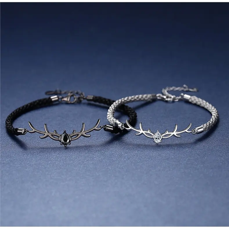 rusa- couple Original Arctic Deer Jewellery  Hitam  Gelang  Titanium  Bracelets