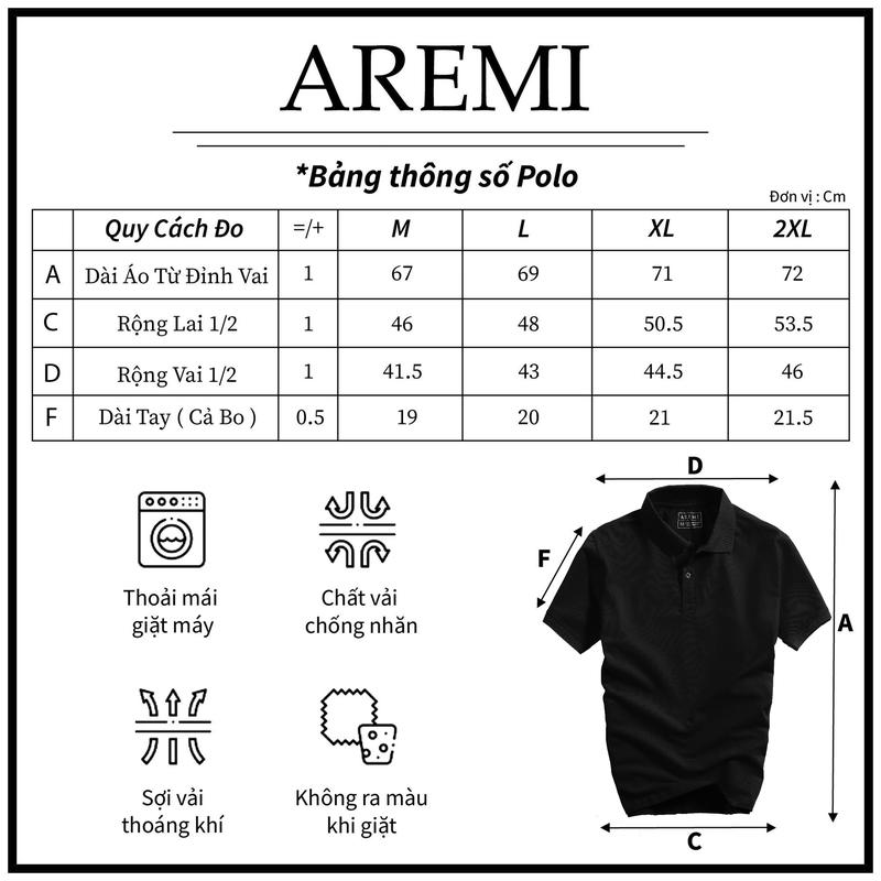 Product Introduction of Áo polo nam tay ngắn AREMI cổ trụ chất liệu cotton cá sấu co giản 4 chiều hình in sắc nét APL0004 0