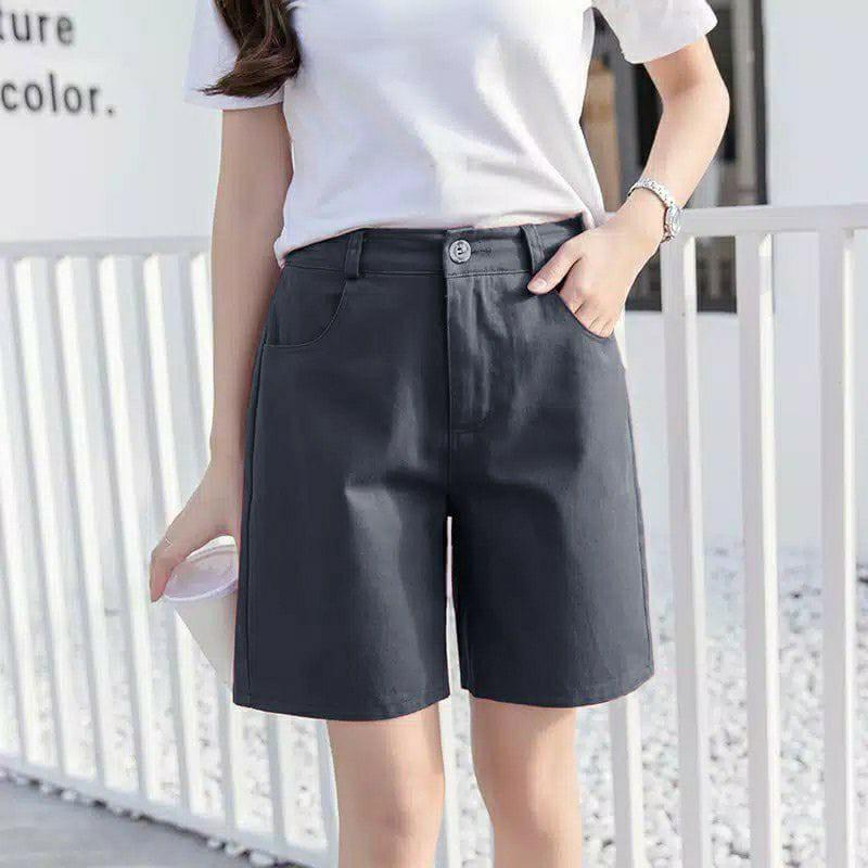 Product Introduction of Celana pendek polos kekinian Celana pendek wanita polos Hotpen model korea Katun Santai Mini Polos Kancing Karet 6