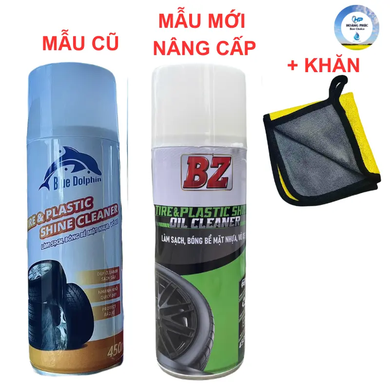 [Mẫu Mới] Chai Xịt Phục Hồi Nhựa Nhám Và Làm Bóng Lốp Xe BZ TIRE SHINE Blue Dolphin 450ml 0