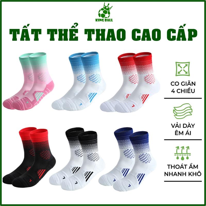 Tất Nam Nữ Chống Trơn Vớ Thể Thao Bóng Rổ Chạy Bộ Đá Banh Đạp Xe Tennis Bóng Chuyền Cầu Lông Chính Hãng Giá Rẻ KING BALL