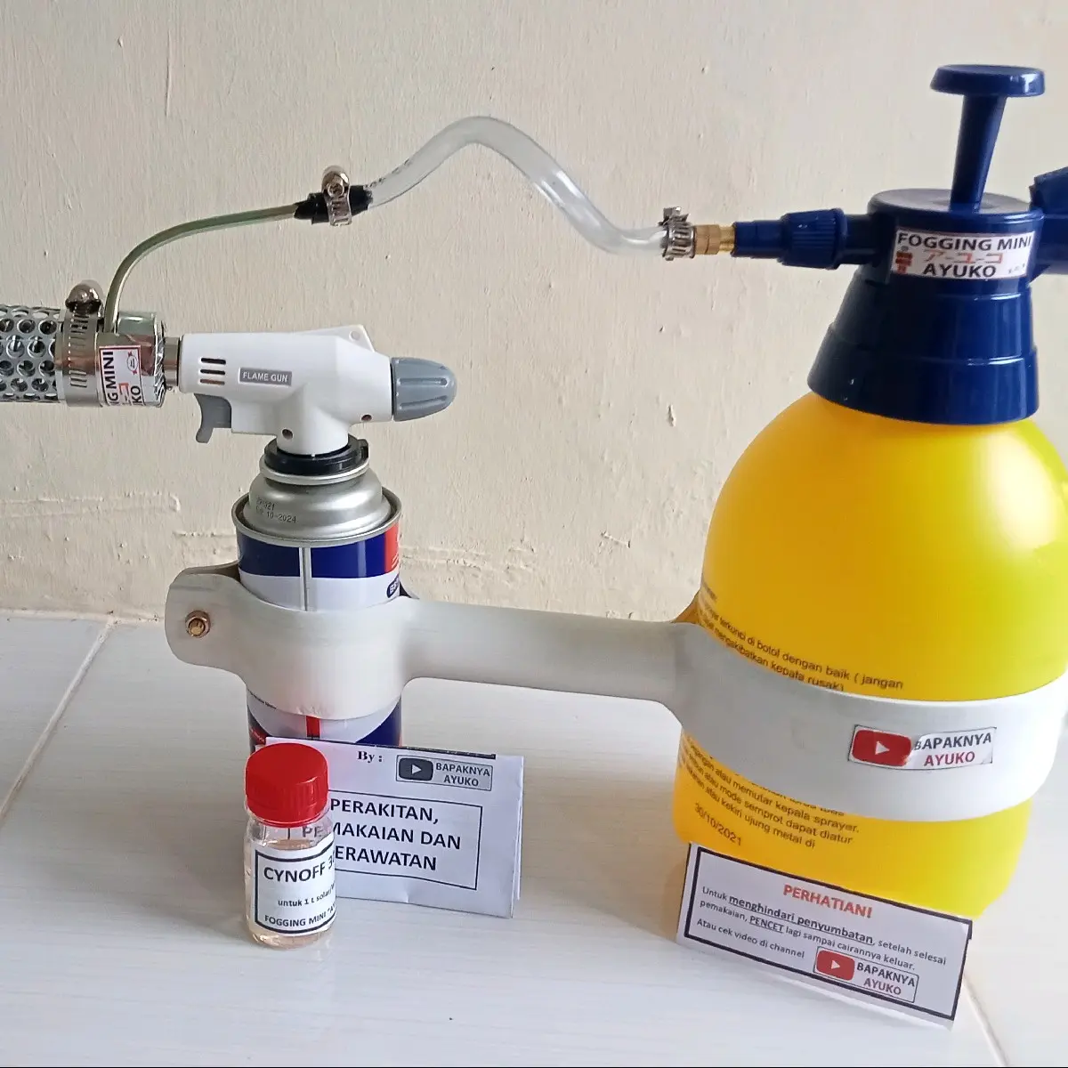 (GAS TDK TERMASUK) Alat Fogging Mini Nyamuk Mesin Pengasapan Kapasitas 2 Liter dengan Set Koil Baja Chronus + Torch dan Cairan Racun Nyamuk Cynoff Gratis