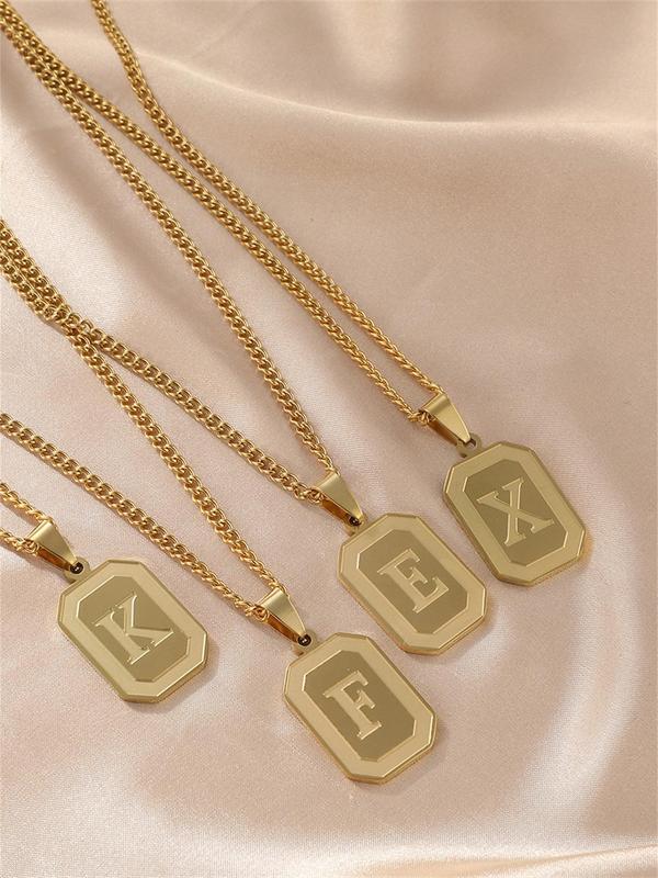 Fashion Letter Detail Pendant Necklace for Men & Women, Simple Casual Style Stainless Steel Jewelry for Daily Wear, Trendy All-match & Exquisite Jewelry for Birthday Gift 3