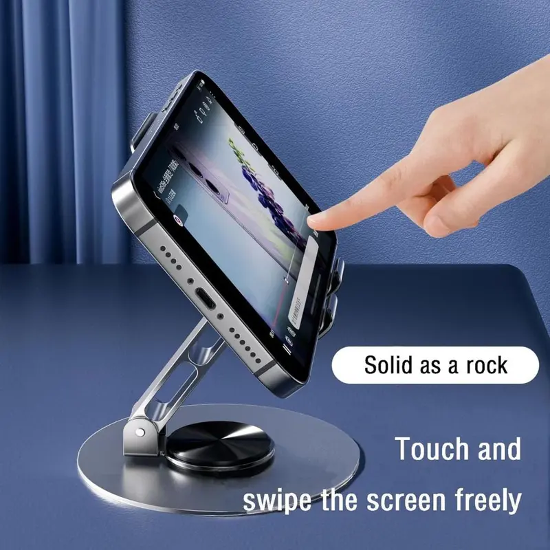 360° Rotatable Double Foldable Phone Holder, Fully Adjustable Foldable Desktop Phone Holder, Phone Accessories for Home & Office, Folding 4
