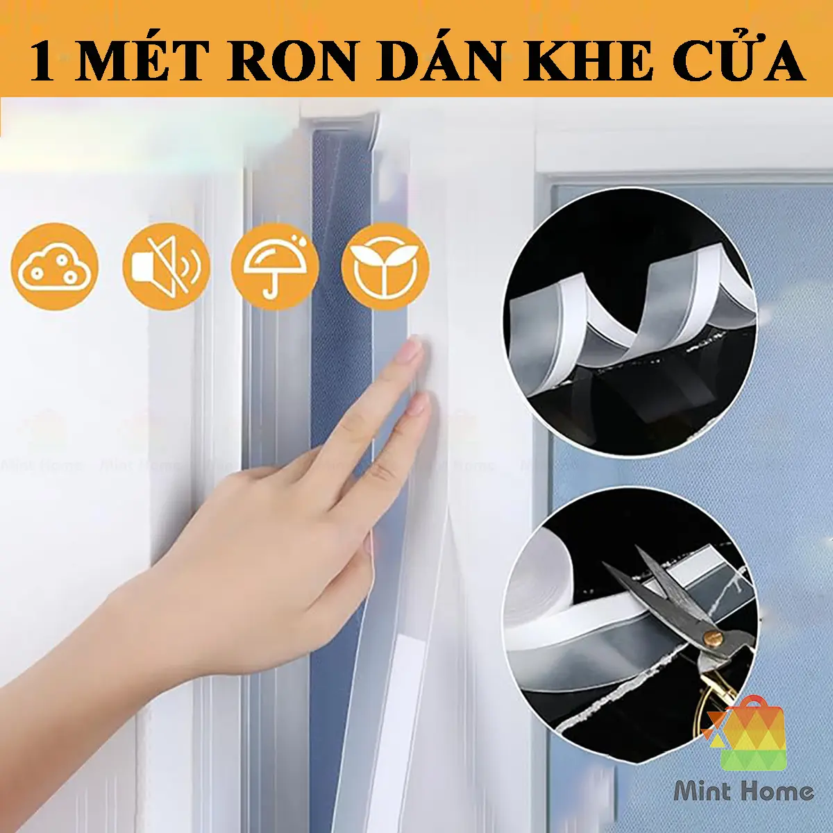 1 MÉT Ron cao su dán chặn khe cửa đa năng, gioăng đệm chắn chân cửa chống bụi,  tiếng ồn, ngăn côn trùng có kèm phần keo dính việt nam trắng trong chất kết dính băng dính & chất hàn