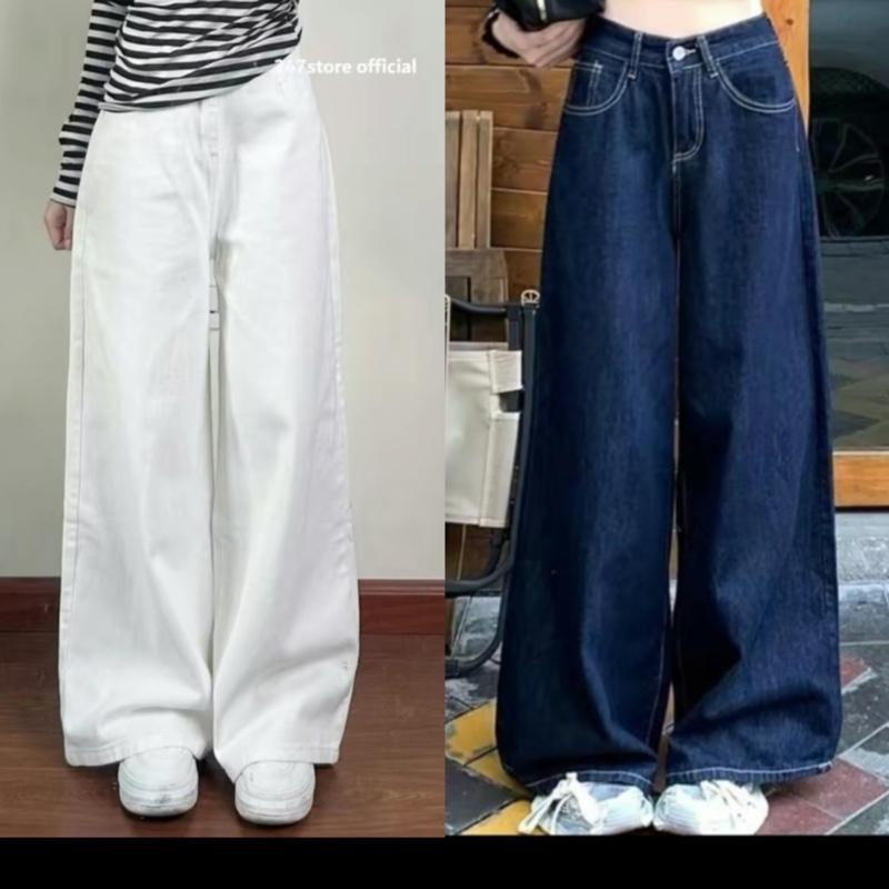 Quần jean suông ống rộng xanh đậm bigsize nữ ,q533 q535 q527 dáng rộng lưng cao chất jean cho nữ