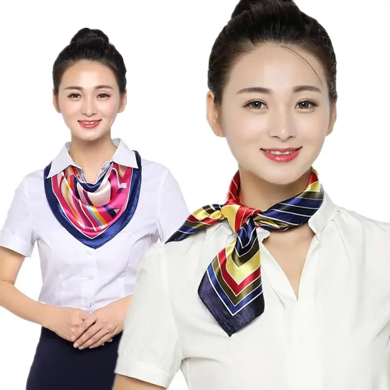 Stewardess Special Silk Scarf Spring and Autumn New Bank Small Silk Scarf Professional Lady Square Scarf White Collar Business Scarf